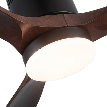 Semi Flush Ceiling Fan with Integrated LED Light - Solid Wood Blade_3