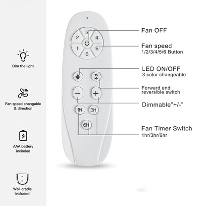 Semi Flush Ceiling Fan with Integrated LED Light - Solid Wood Blade_5