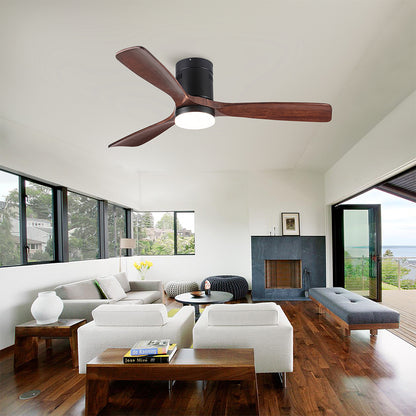 Semi Flush Ceiling Fan with Integrated LED Light - Solid Wood Blade_11