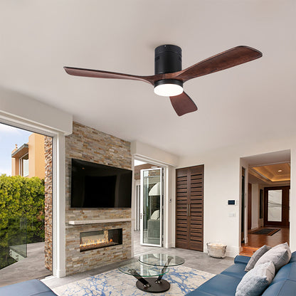 Semi Flush Ceiling Fan with Integrated LED Light - Solid Wood Blade_9