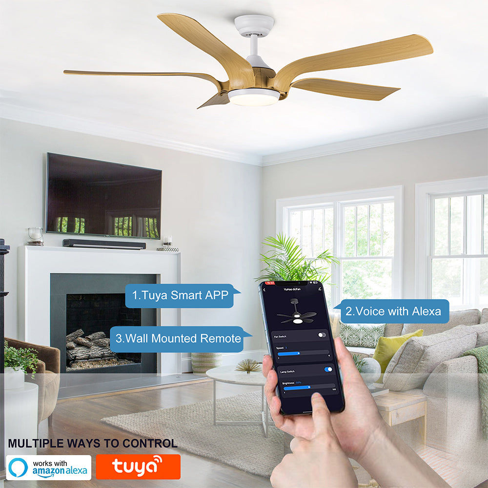 56-Inch Smart Integrated LED Ceiling Fan in Floral Shape_3