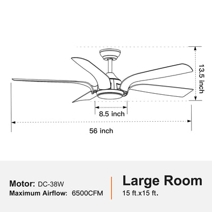 56-Inch Smart Integrated LED Ceiling Fan in Floral Shape_10