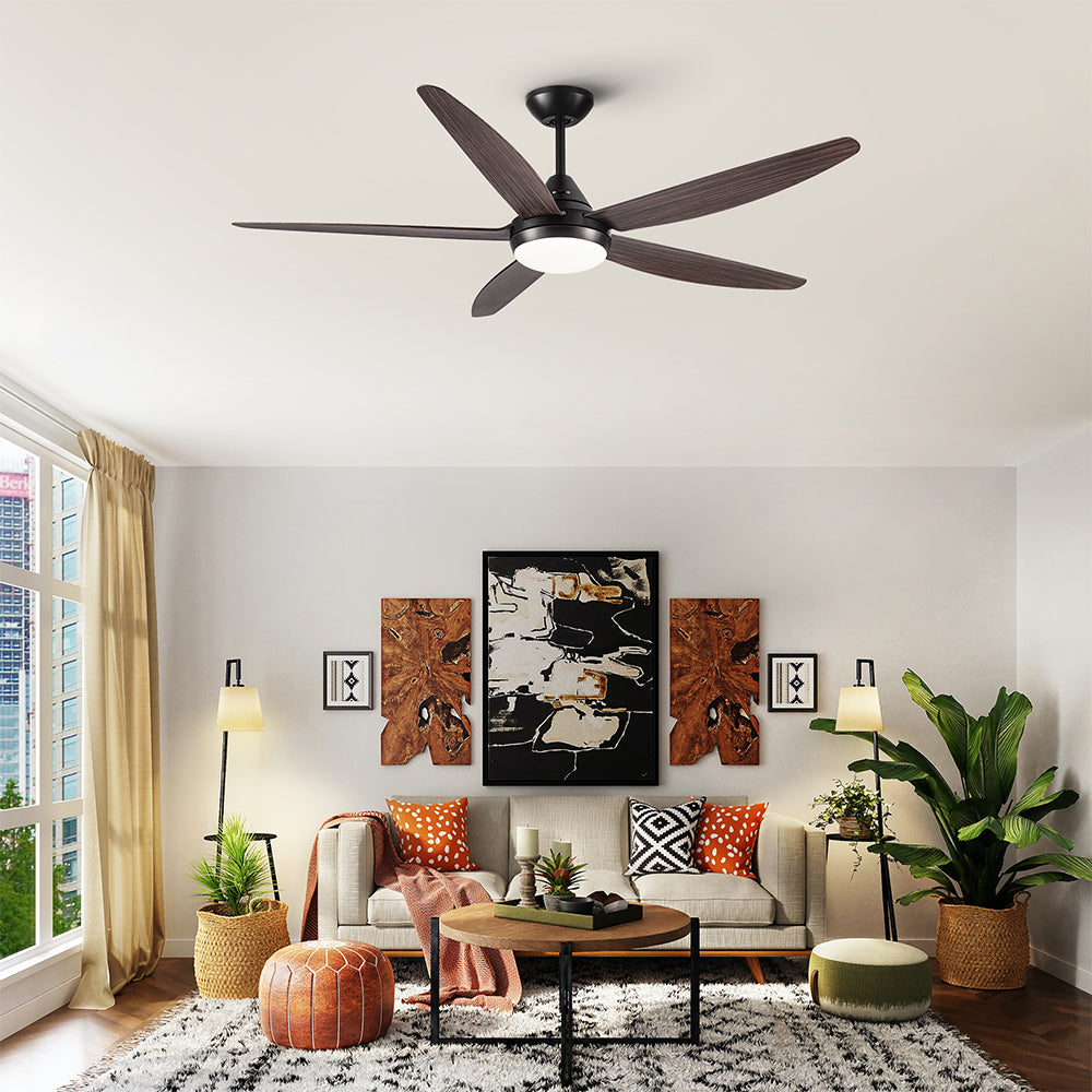 56-Inch Integrated LED Ceiling Fan Lighting - Black & Brown_4