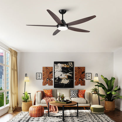 56-Inch Integrated LED Ceiling Fan Lighting - Black & Brown_4