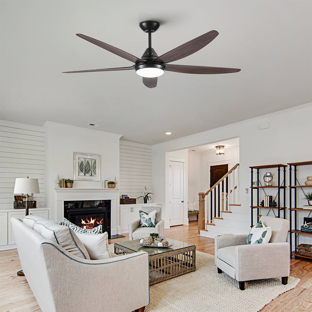 56-Inch Integrated LED Ceiling Fan Lighting - Black & Brown_3