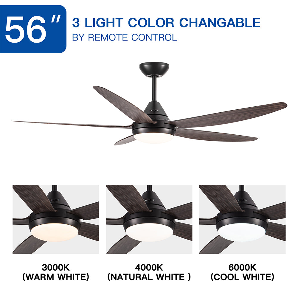 56-Inch Integrated LED Ceiling Fan Lighting - Black & Brown_8