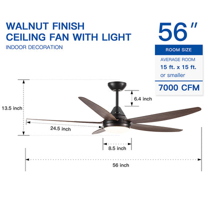 56-Inch Integrated LED Ceiling Fan Lighting - Black & Brown_11