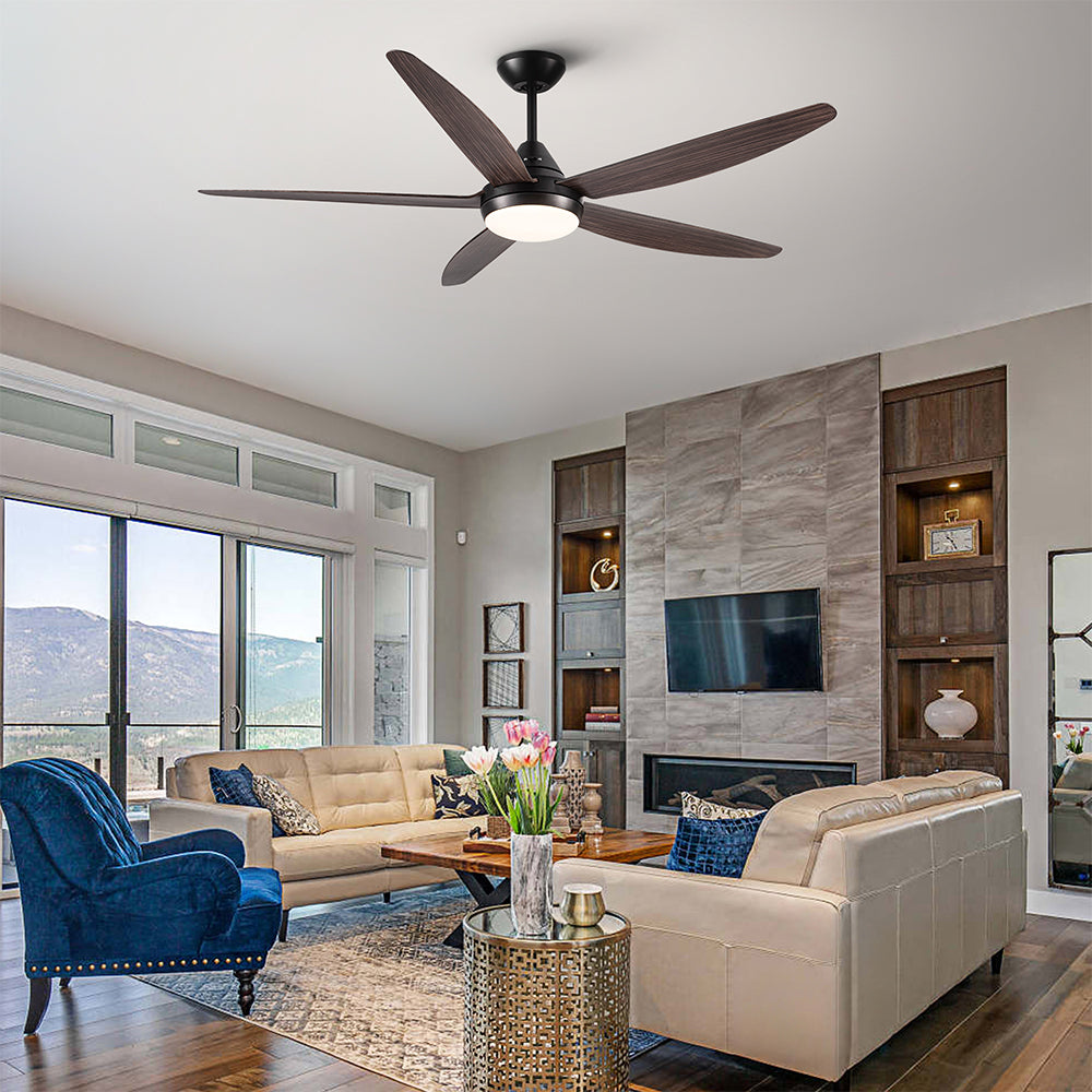 56-Inch Integrated LED Ceiling Fan Lighting - Black & Brown_6