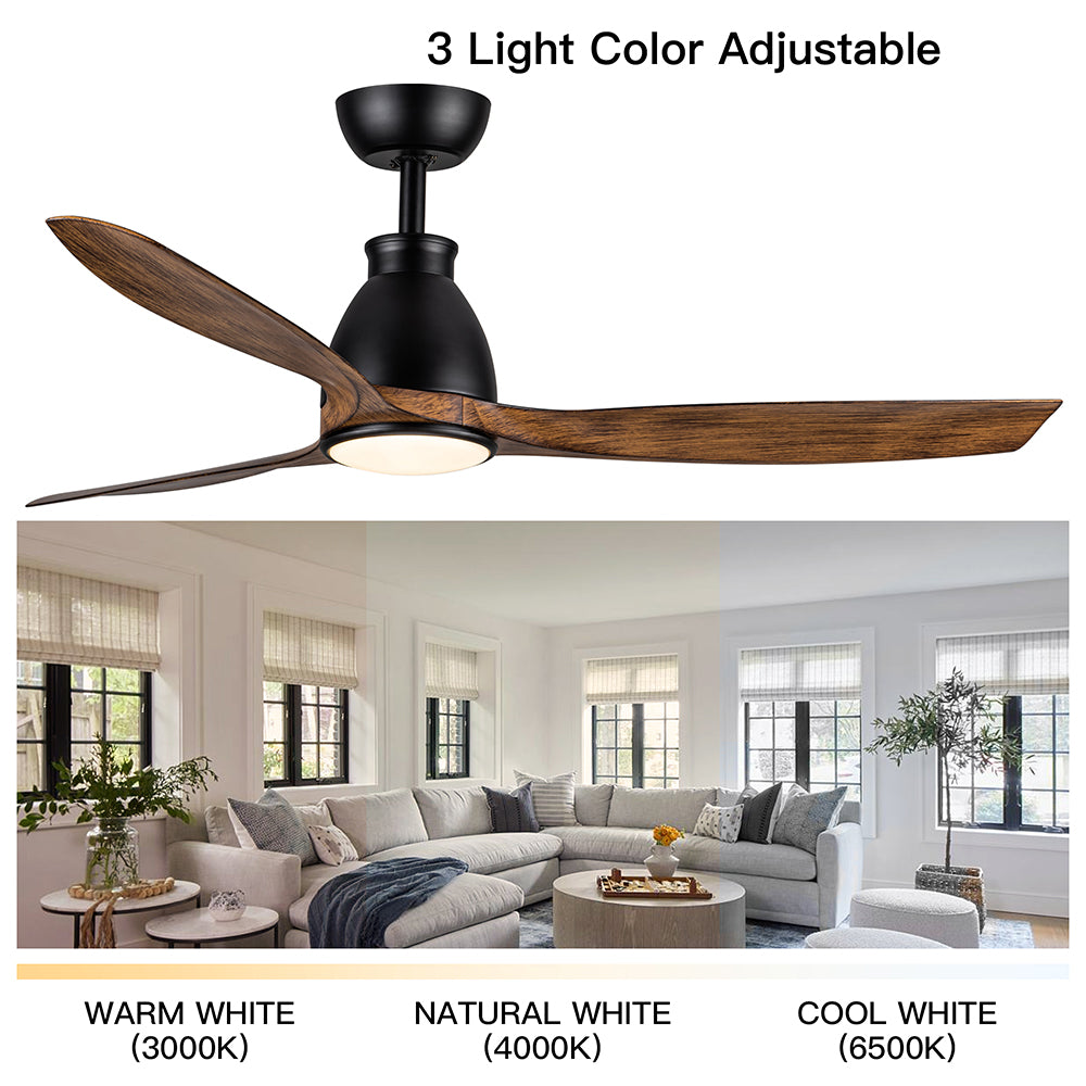 52-Inch Integrated LED Ceiling Fan Lighting - Black & Brown_8