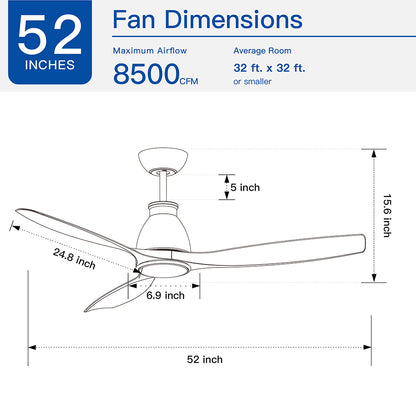 52-Inch Integrated LED Ceiling Fan Lighting - Black & Brown_10
