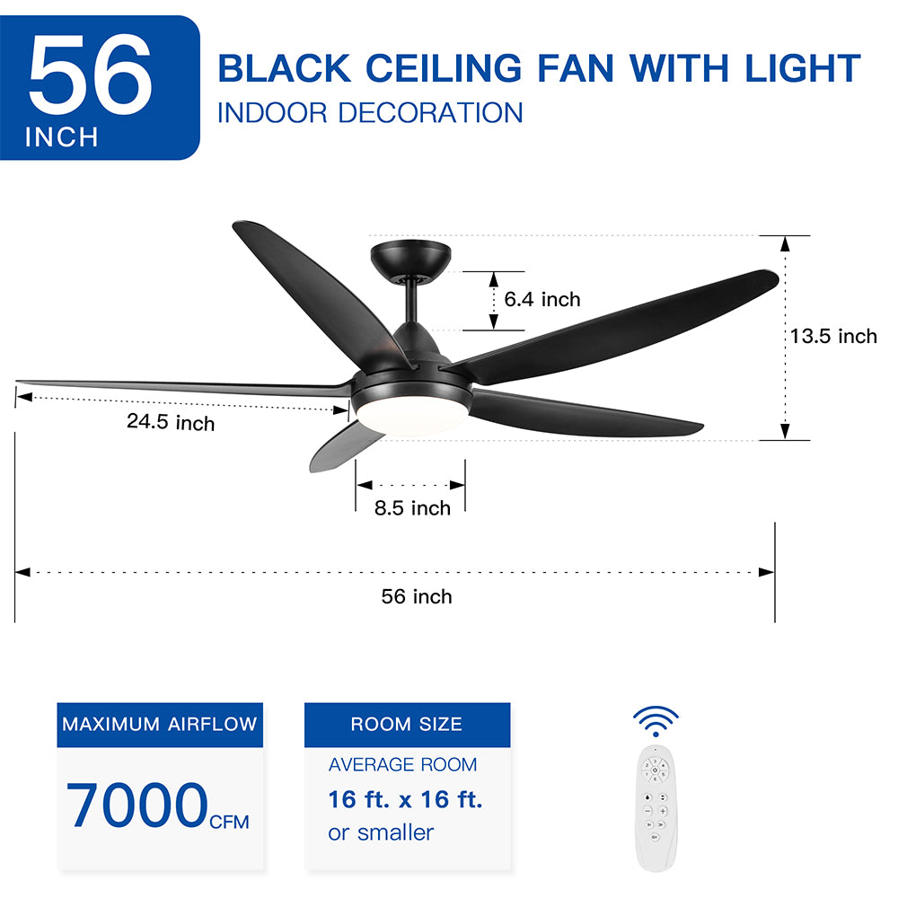 56-Inch Integrated LED Ceiling Fan Lighting - Black_10