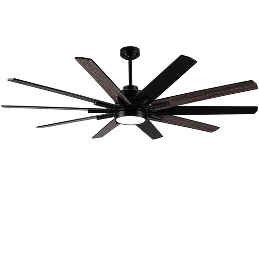 72-Inch Dual-Finish LED Ceiling Fan with Remote Control Black_0