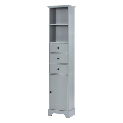 Tall Bathroom Cabinet with 3 Drawers & Adjustable Shelf - Grey_8