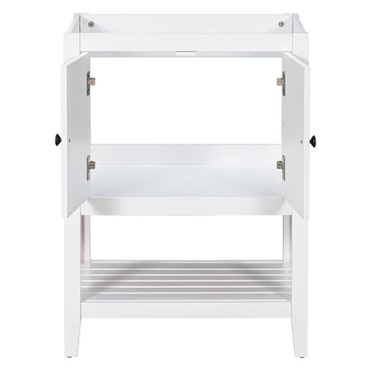 Bathroom Vanity Base with Doors & Open Shelf - White_1