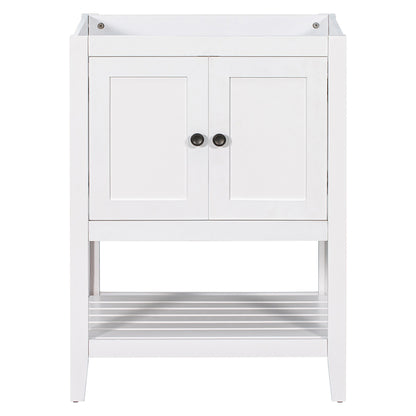 Bathroom Vanity Base with Doors & Open Shelf - White_0