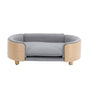 Scandinavian Style Elevated Dog Bed with Solid Wood Legs and Velvet Cushion_0