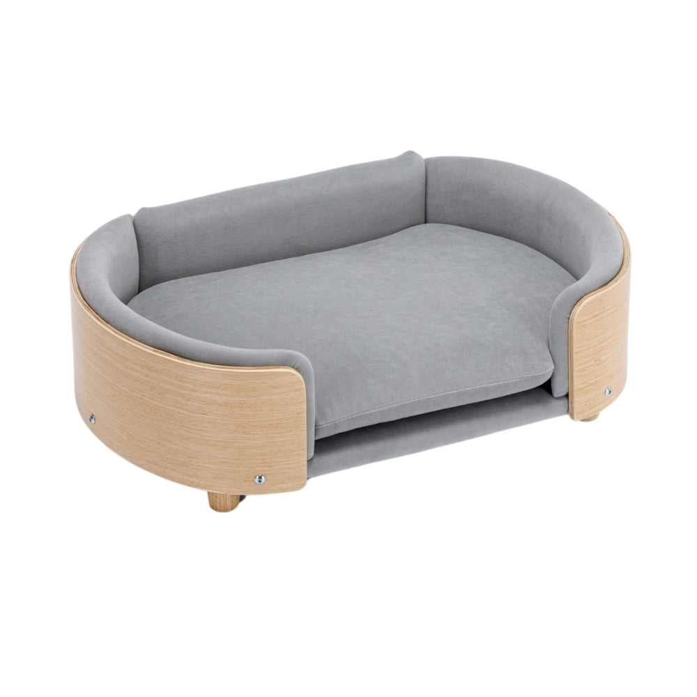 Scandinavian Style Elevated Dog Bed with Solid Wood Legs and Velvet Cushion_1