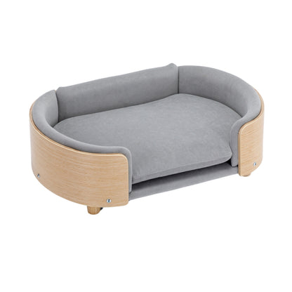 Scandinavian Style Elevated Dog Bed with Solid Wood Legs and Velvet Cushion_1