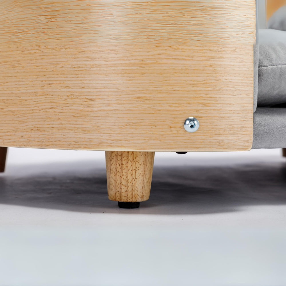 Scandinavian Style Elevated Dog Bed with Solid Wood Legs and Velvet Cushion_4