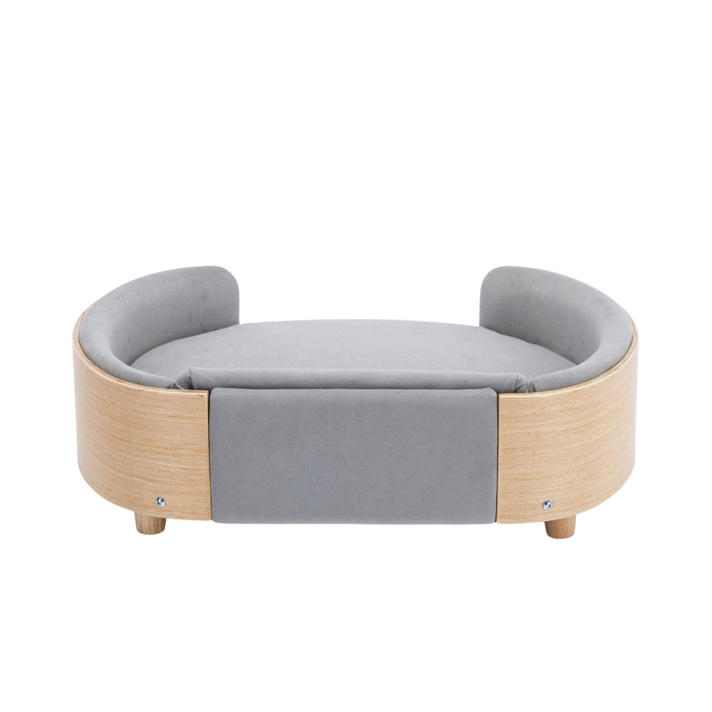 Scandinavian Style Elevated Dog Bed with Solid Wood Legs and Velvet Cushion_7