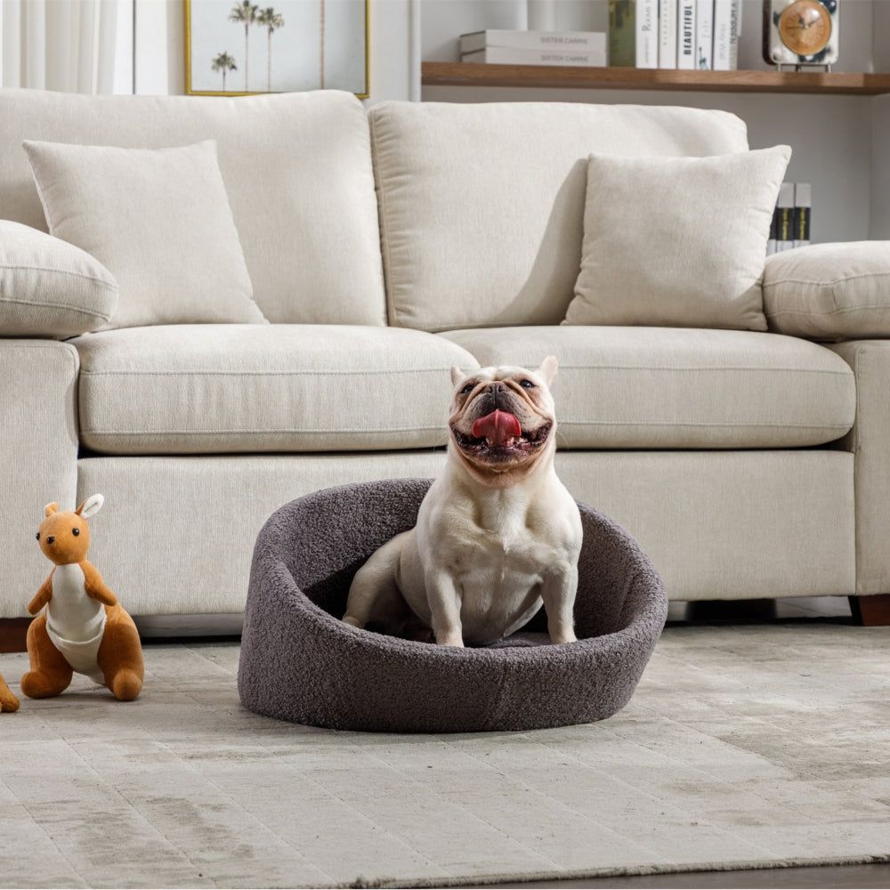 Pet Sofa Solid Wood Frame Cashmere Cover Medium Grey_1