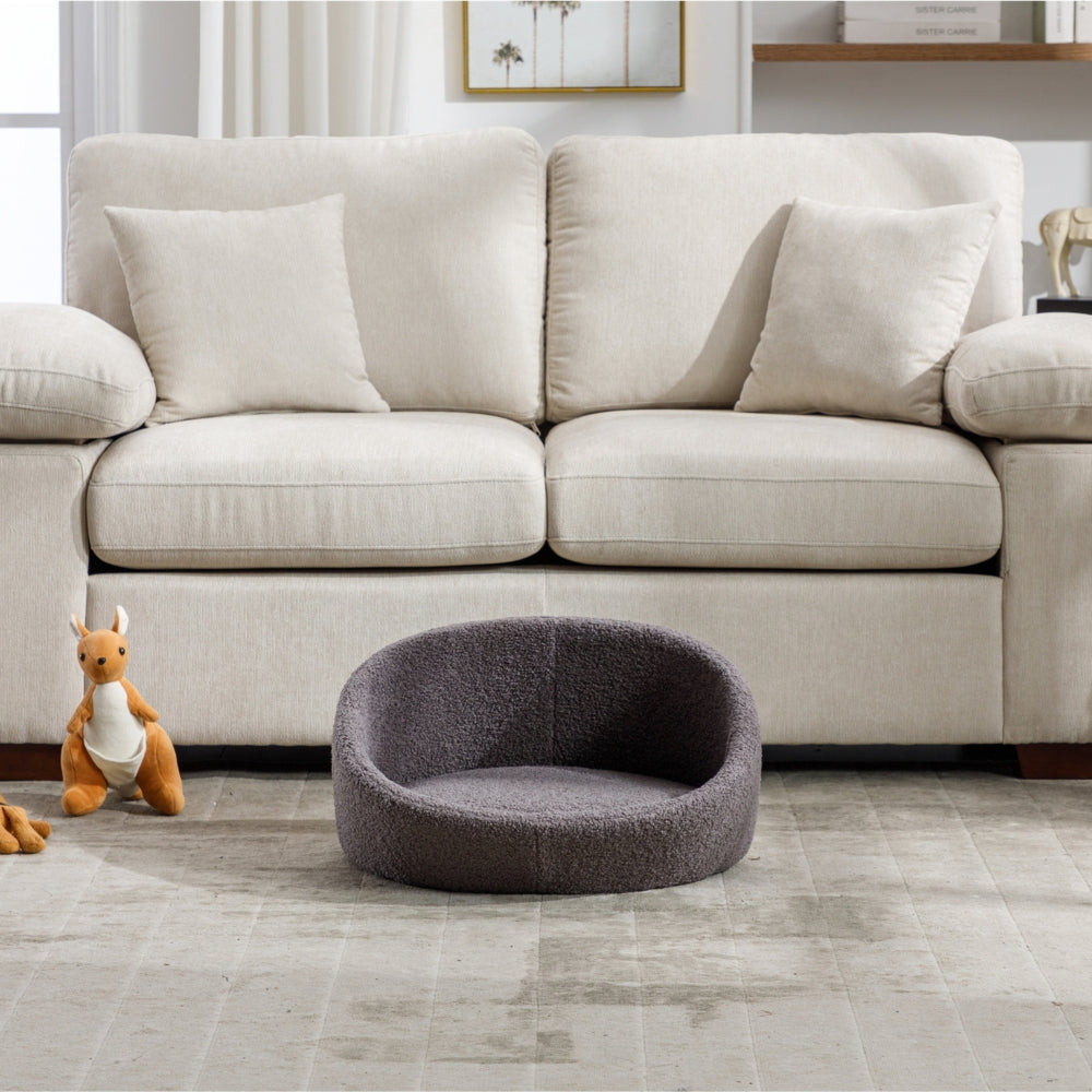Pet Sofa Solid Wood Frame Cashmere Cover Medium Grey_2