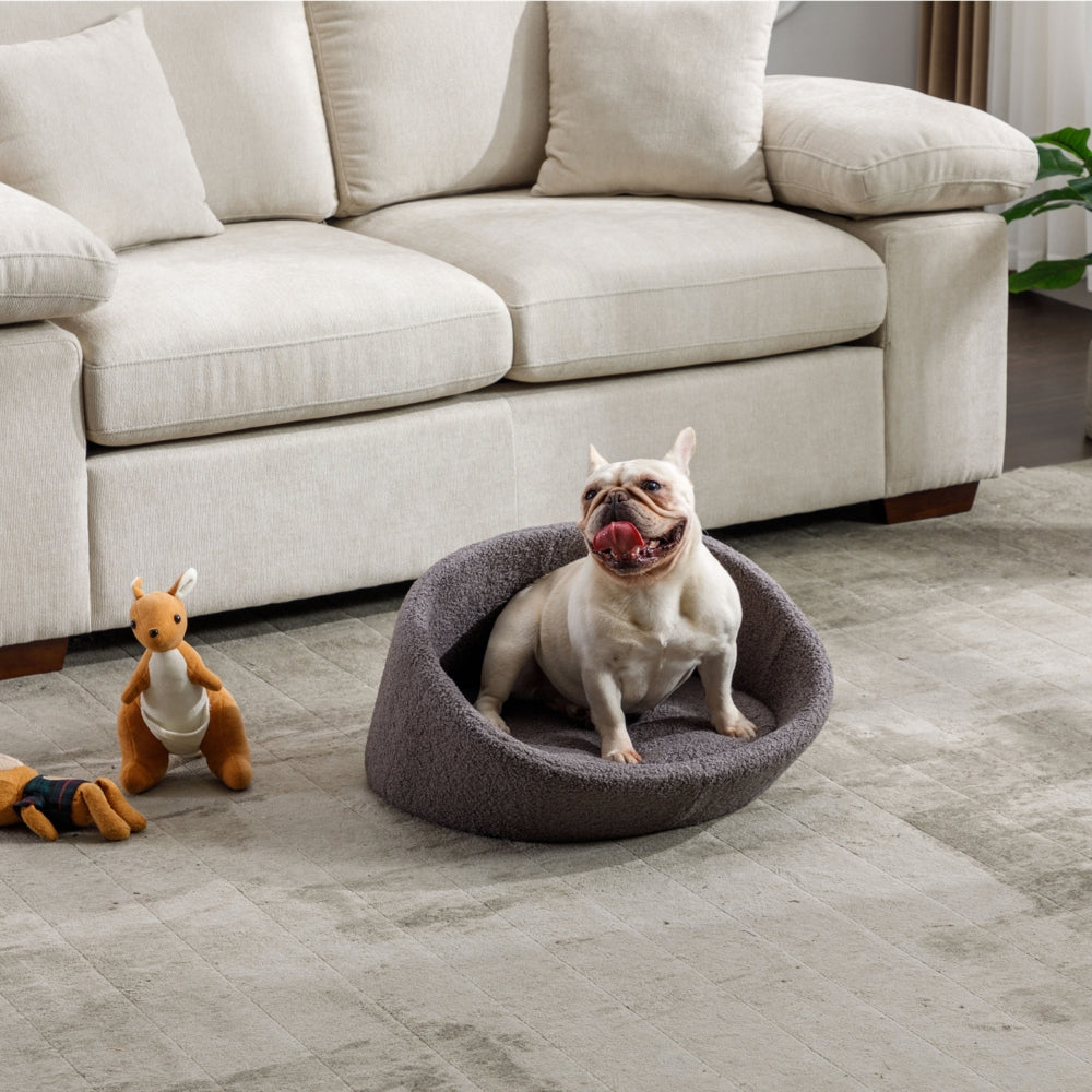 Pet Sofa Solid Wood Frame Cashmere Cover Medium Grey_4