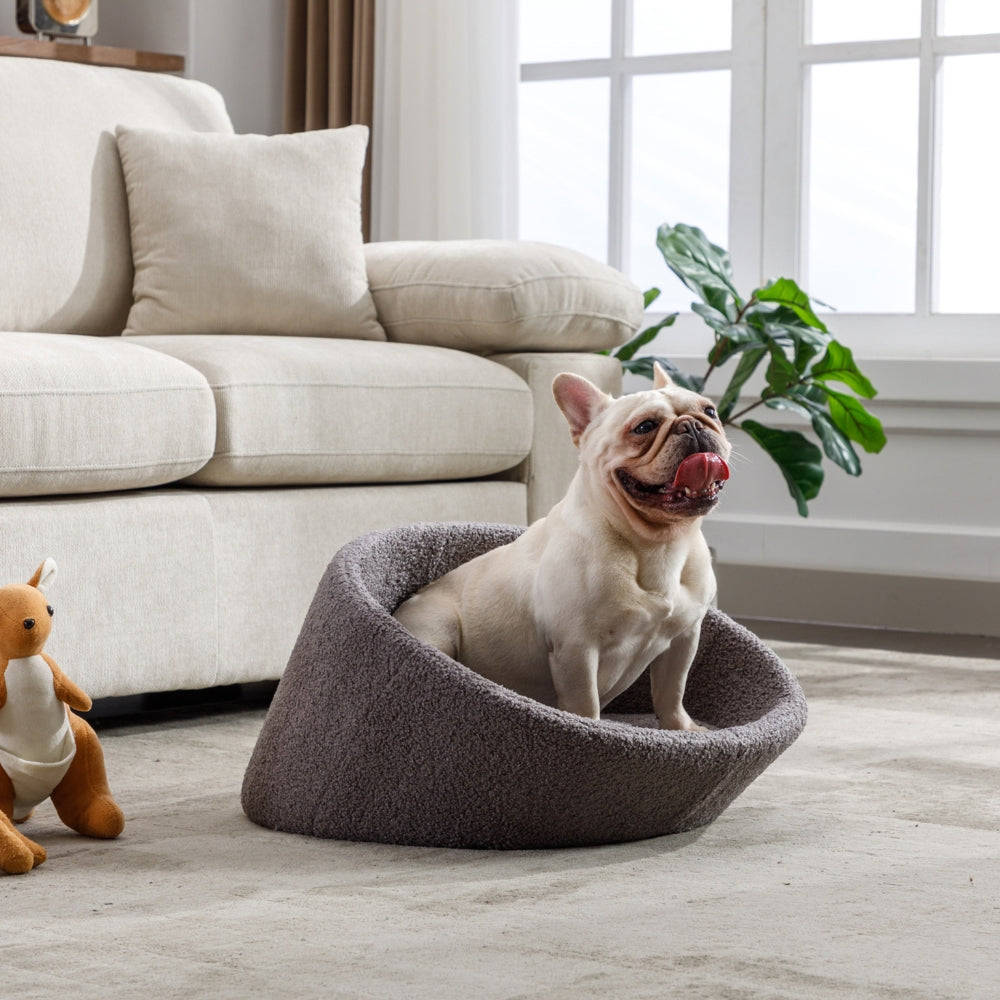 Pet Sofa Solid Wood Frame Cashmere Cover Medium Grey_5