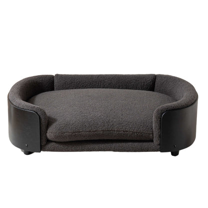 Scandinavian Style Dog Bed Solid Wood Leg Bent Back Cashmere Cushion Medium_0