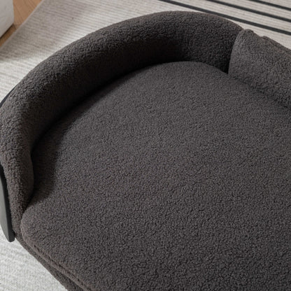 Scandinavian Style Dog Bed Solid Wood Leg Bent Back Cashmere Cushion Medium_2