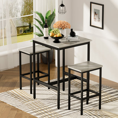 Industrial Style Square Bar Table with 2 Bar Chairs_4