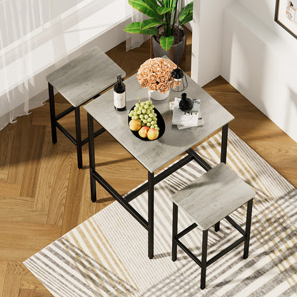 Industrial Style Square Bar Table with 2 Bar Chairs_5