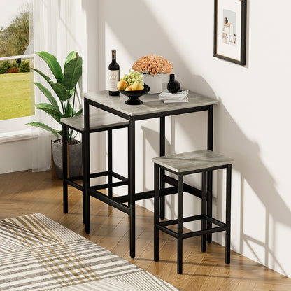 Industrial Style Square Bar Table with 2 Bar Chairs_6