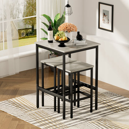 Industrial Style Square Bar Table with 2 Bar Chairs_7