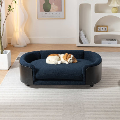 Style Dog Bed Solid Wood Legs, Bent Back, Cashmere Cushion Small_3