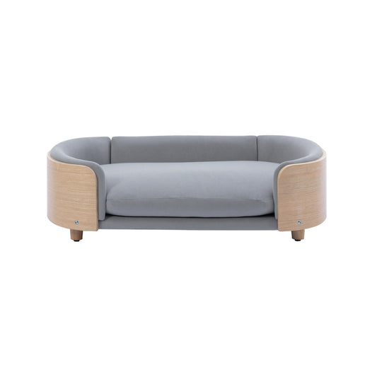 Elevated Dog Bed Solid Wood Leg Bent Back Velvet Cushion Large_0