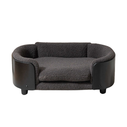 Scandinavian Dog Bed Solid Wood Legs Black Bent Back Cashmere Cushion Small_2