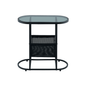 Set of 2 Glass Oval Side Tables Living Room Magazine Organizer_0