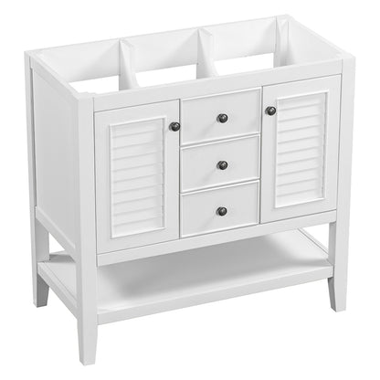 Bathroom Vanity Base with Cabinets, Drawers & Open Shelf - White_3