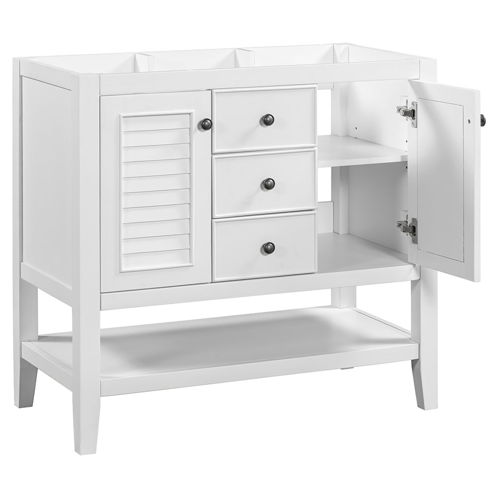 Bathroom Vanity Base with Cabinets, Drawers & Open Shelf - White_2