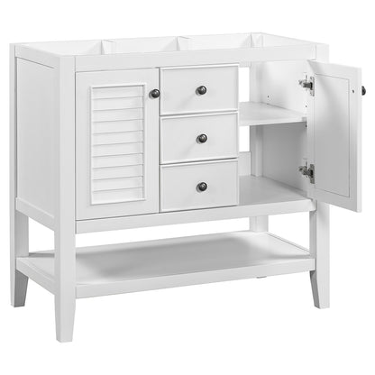 Bathroom Vanity Base with Cabinets, Drawers & Open Shelf - White_2