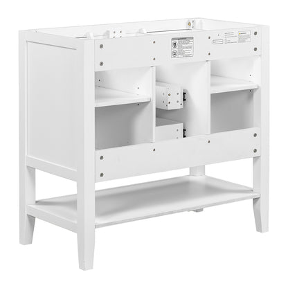 Bathroom Vanity Base with Cabinets, Drawers & Open Shelf - White_8