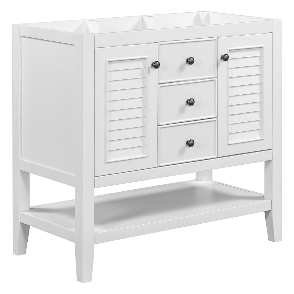 Bathroom Vanity Base with Cabinets, Drawers & Open Shelf - White_7