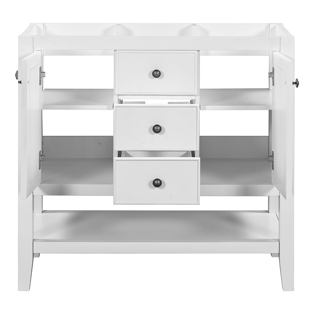 Bathroom Vanity Base with Cabinets, Drawers & Open Shelf - White_6