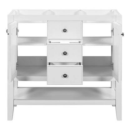 Bathroom Vanity Base with Cabinets, Drawers & Open Shelf - White_6