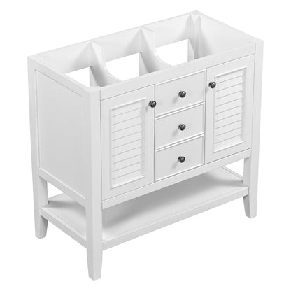 Bathroom Vanity Base with Cabinets, Drawers & Open Shelf - White_5
