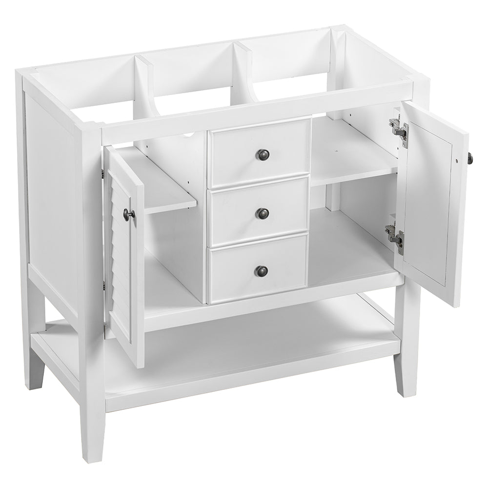 Bathroom Vanity Base with Cabinets, Drawers & Open Shelf - White_4