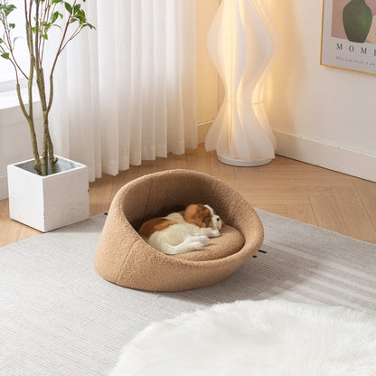 PANGPANG Cat Bed Sofa Wood Frame, Cashmere Cover Brown Medium_2