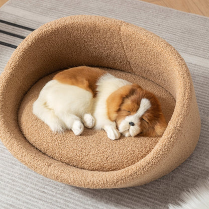 PANGPANG Cat Bed Sofa Wood Frame, Cashmere Cover Brown Medium_5