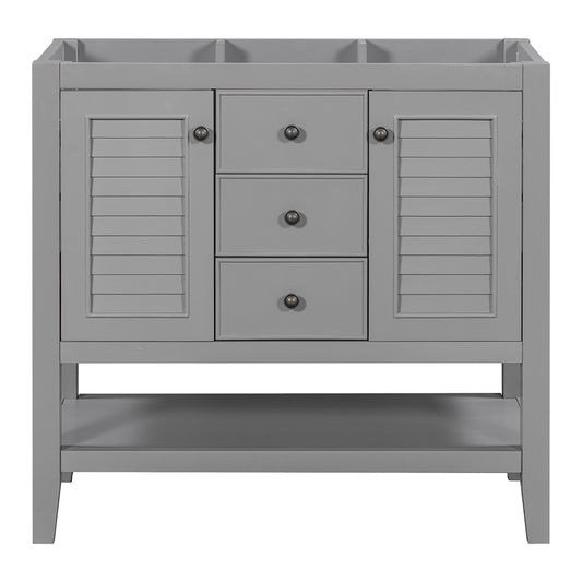 36 Inch Bathroom Vanity Base with Cabinets - Grey_0